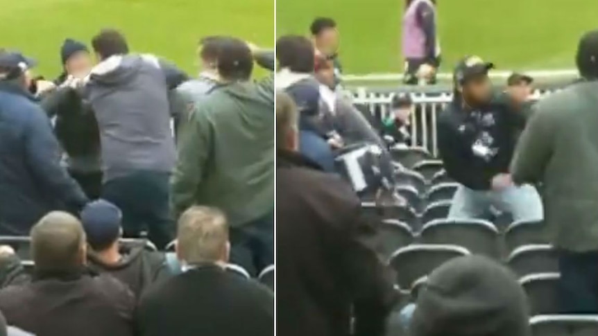 Fight between fans at Carlton-Collingwood game