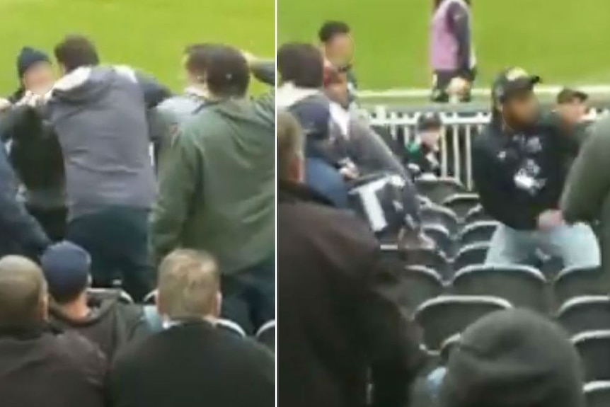 Fight between fans at Carlton-Collingwood game