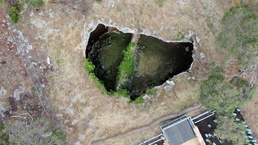 Aerial view of cave 