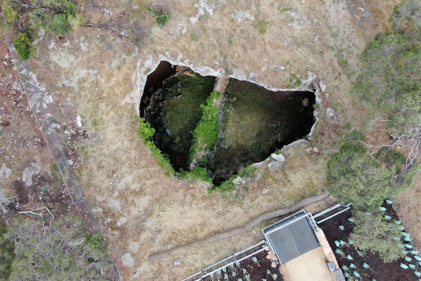 Aerial view of cave 