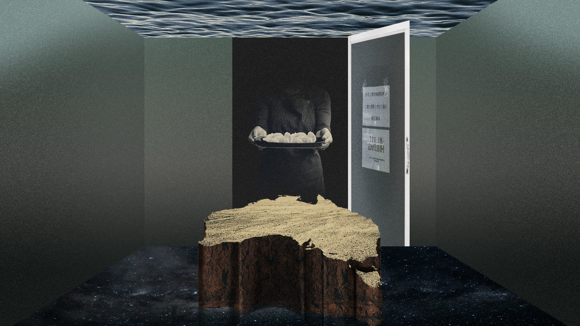 Graphic of Australia being served dumplings.