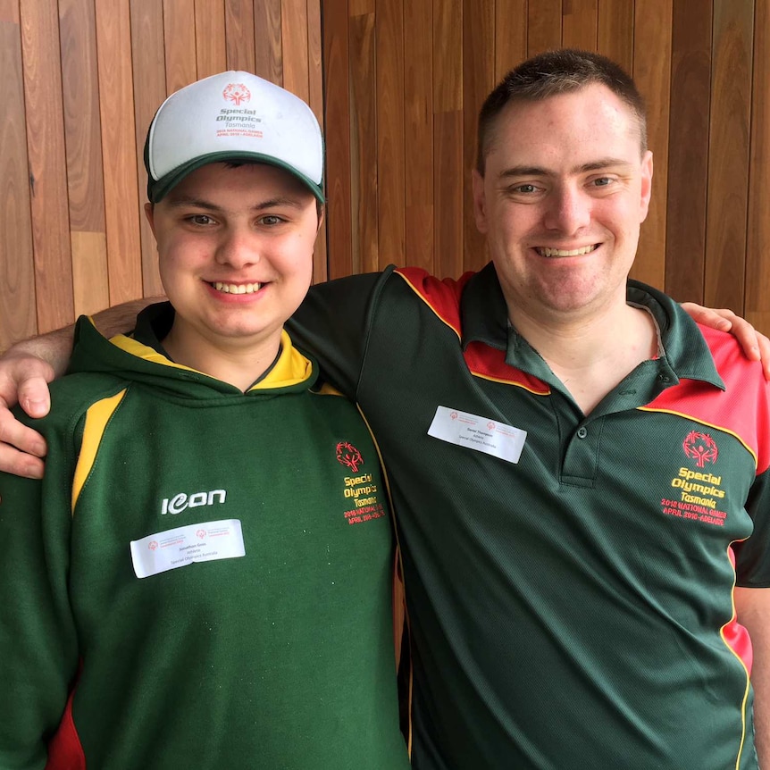 Jonathan Goss and Daniel Thomson from the Tasmanian Special Olympics team
