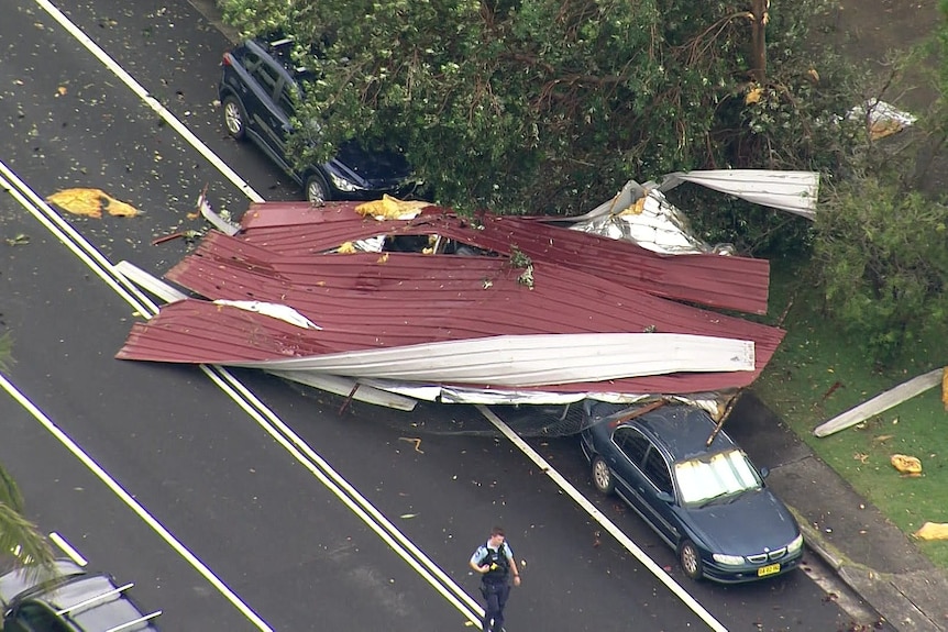 a roof on a car after a storm