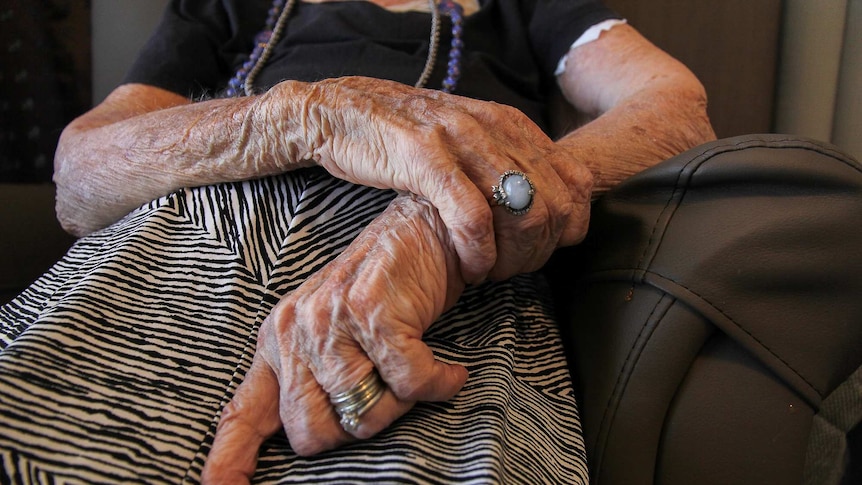 Generic image of an elderly woman's wrinkled hands