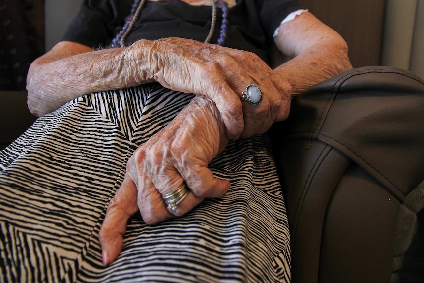 Generic image of an elderly woman's wrinkled hands