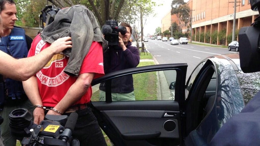 A man is arrested at the Hells Angels clubhouse at Fairfield.