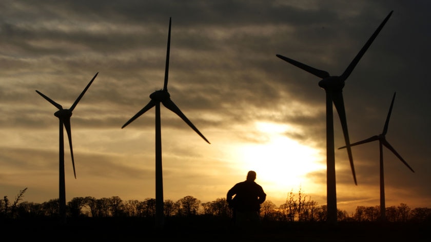 Wind turbines in the distance