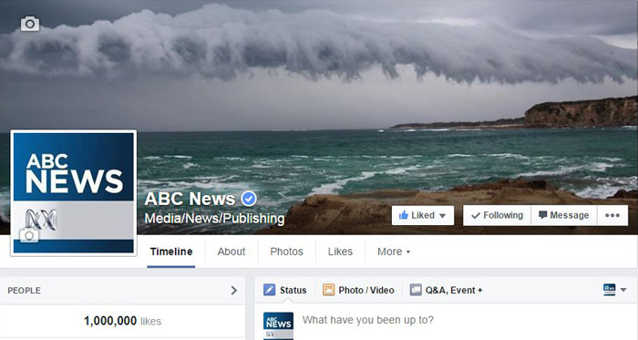 ABC News Facebook page reaches 1 million likes