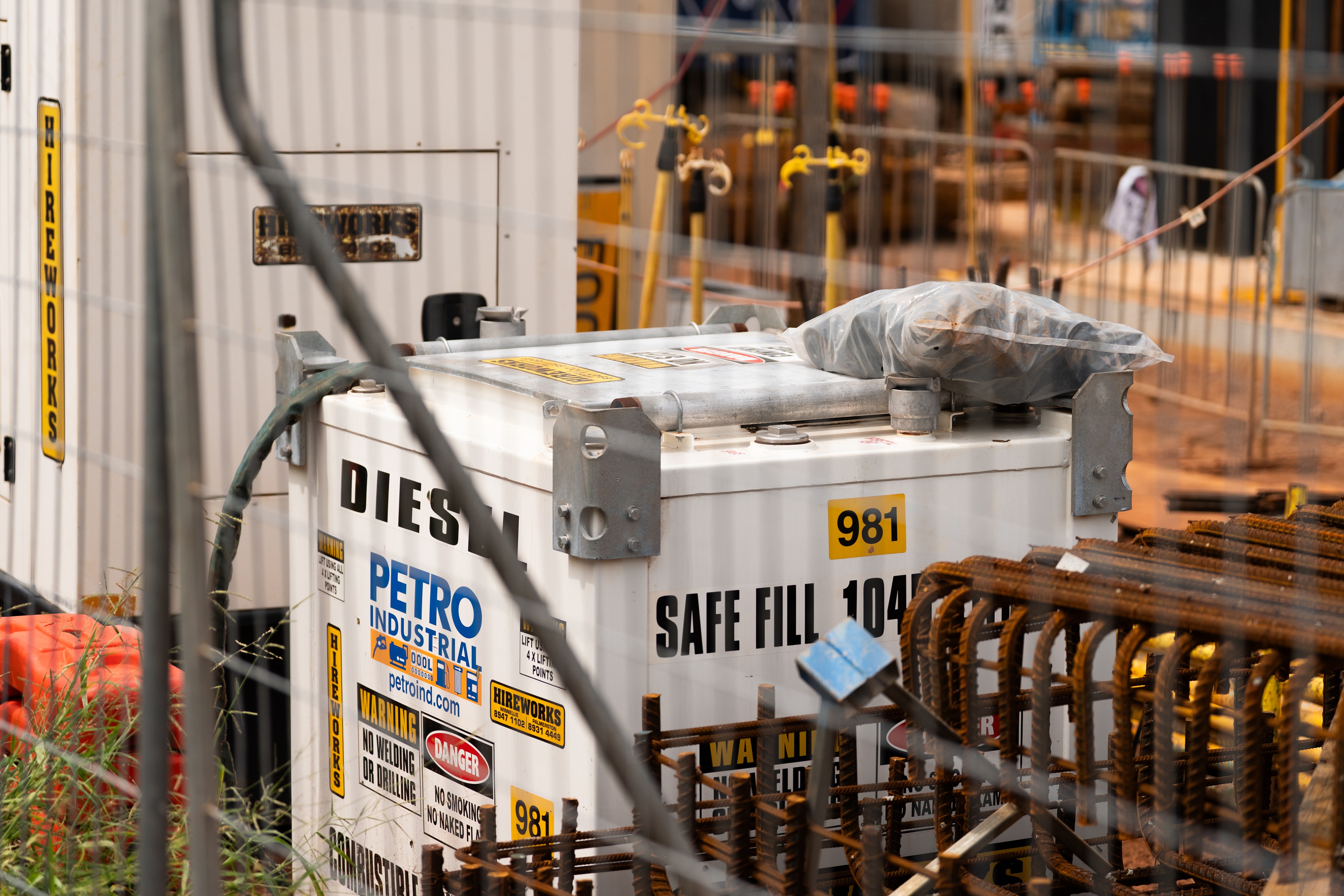 A diesel-powered generator.