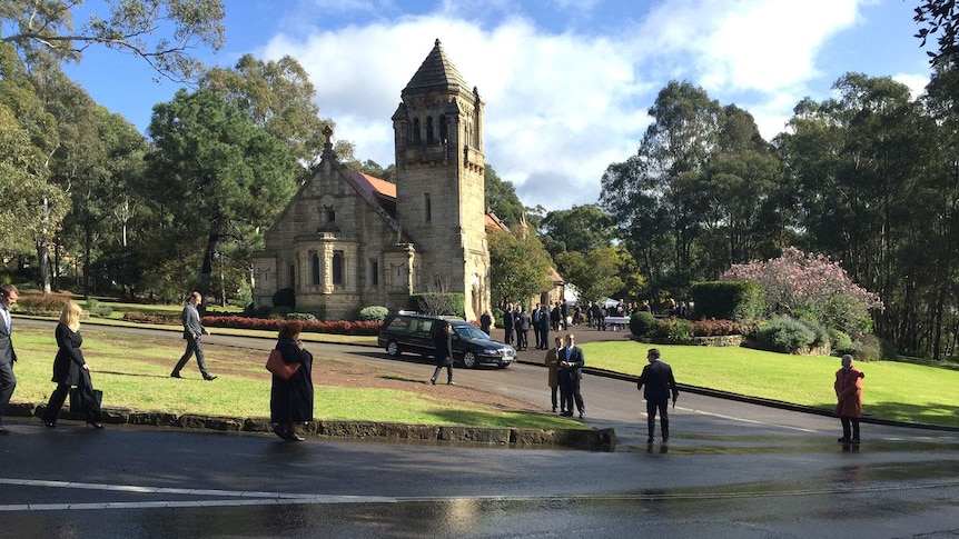 Mourners gather for Stuart Kelly's funeral at Sydney's Kings School