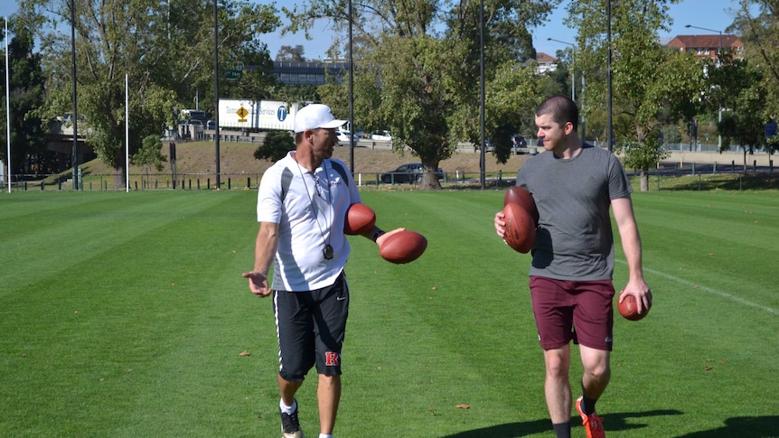 Punter Jordan Berry and training coach Nathan Chapman have worked together for years.