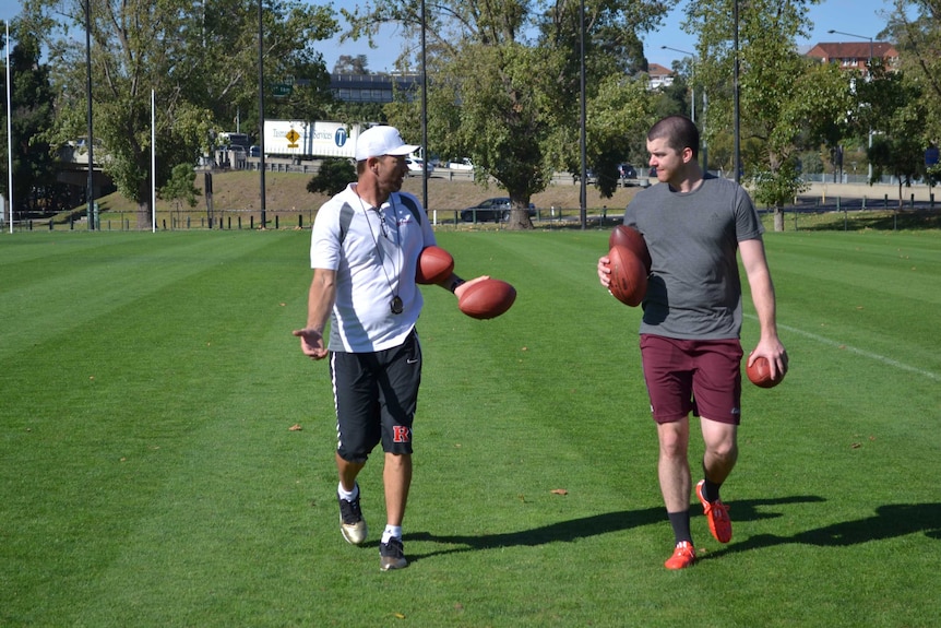 Punter Jordan Berry and training coach Nathan Chapman have worked together for years.