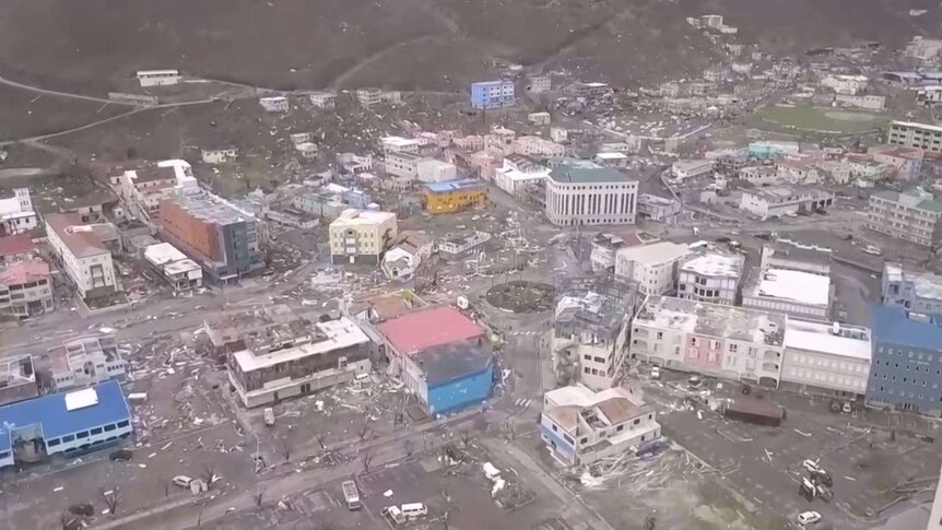 A screenshot showing the destruction caused by Hurricane Irma on the British Virgin Island of Tortola.
