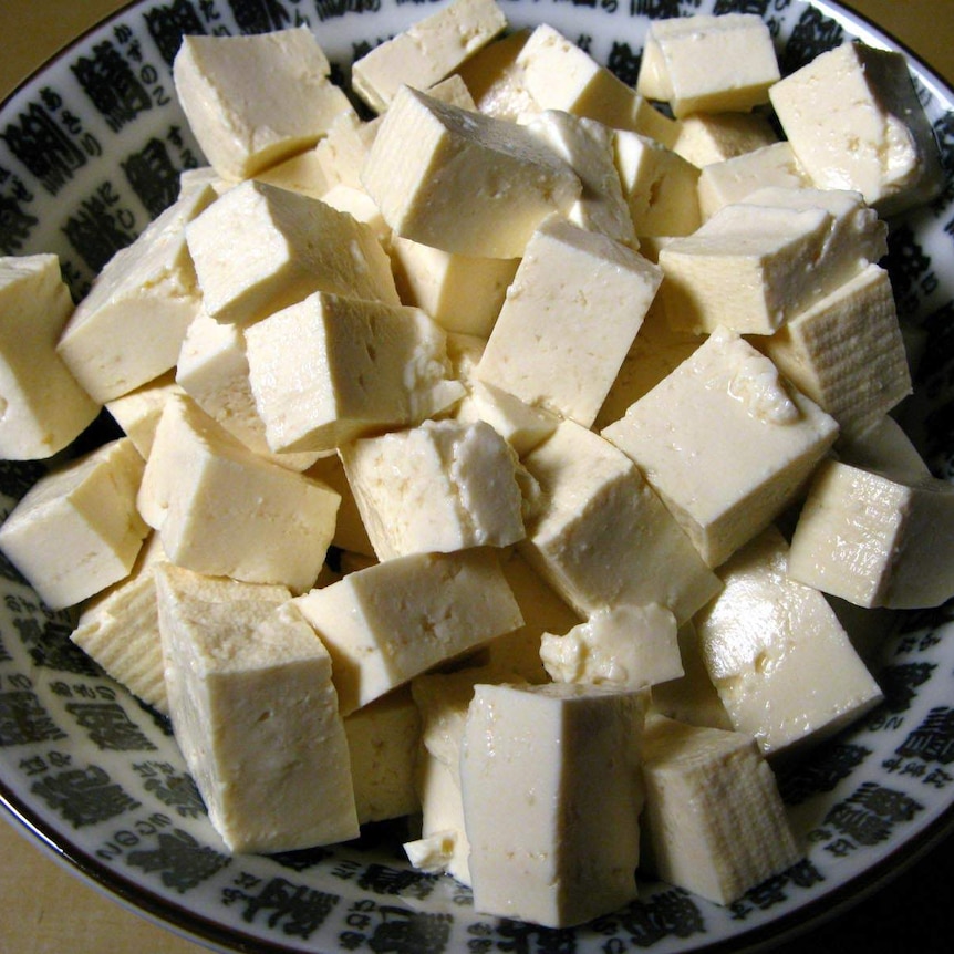 Tofu cubes.