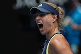 Angelique Kerber celebrates point against Madison Keys at Australian Open
