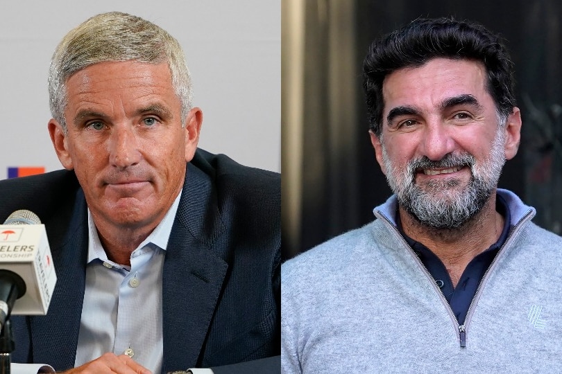 Composite of PGA Tour Commissioner Jay Monahan and Yasir Al-Rumayyan, governor of Saudi Arabia's sovereign wealth fund
