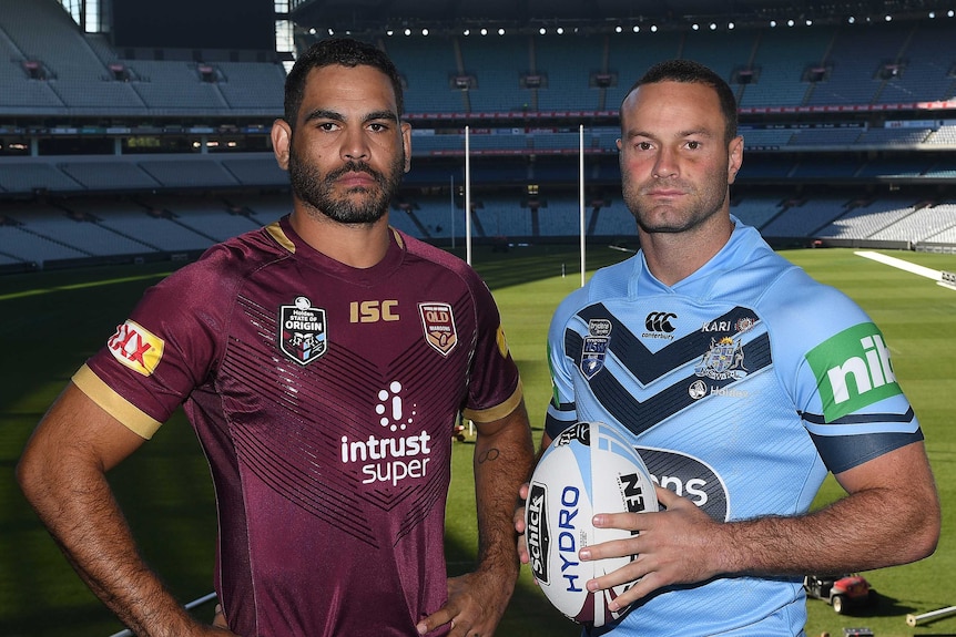 Inglis and Cordner in their Origin kits, in the MCG stands