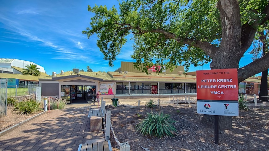 The entrance to the Peter Krenz Leisure Centre with signage.