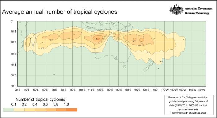 Picture of cyclone patterns over Australia.