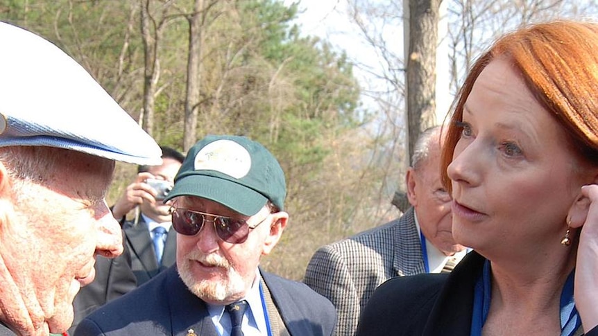 Julia Gillard meets with Australian Korean War veterans at Kapyong.