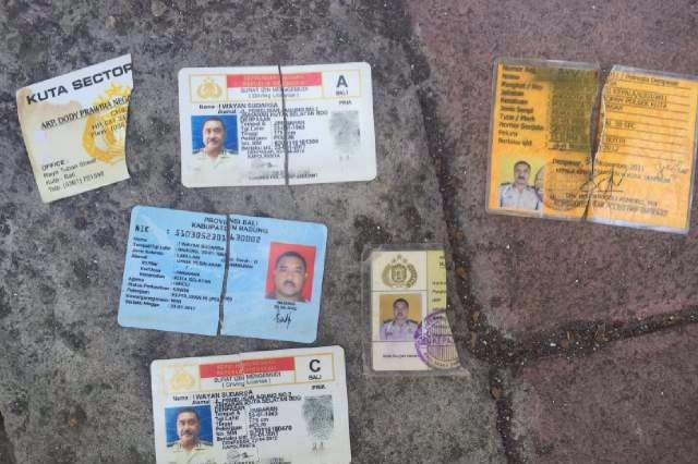 Cut up ID cards of murdered policeman