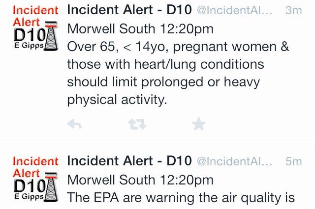 Incident alerts issued when the EPA published incorrect air quality data.