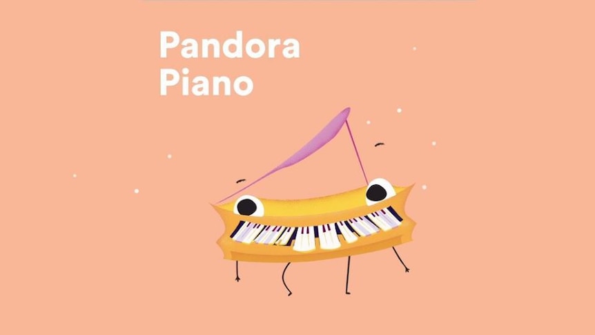 A cartoon piano