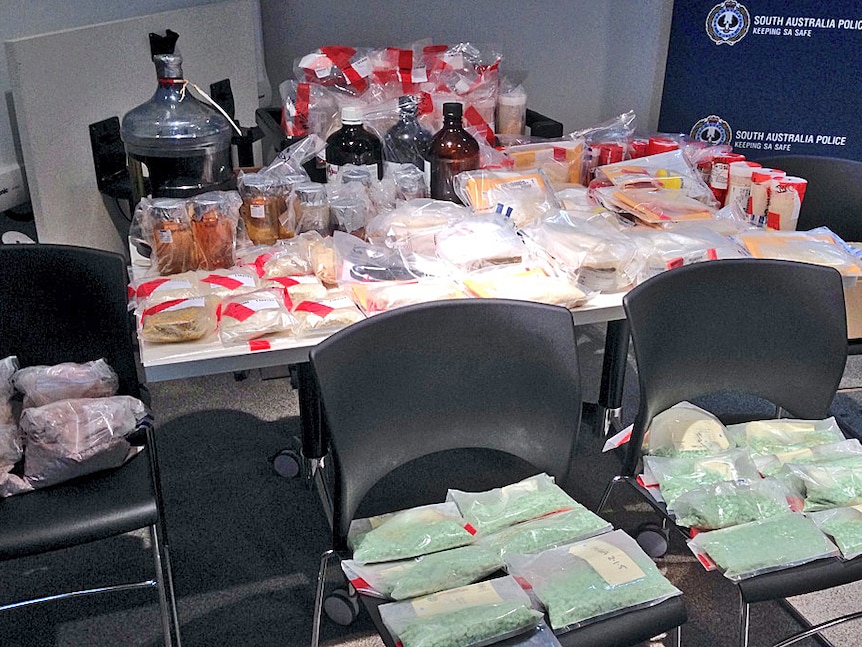 Police displayed seized drugs