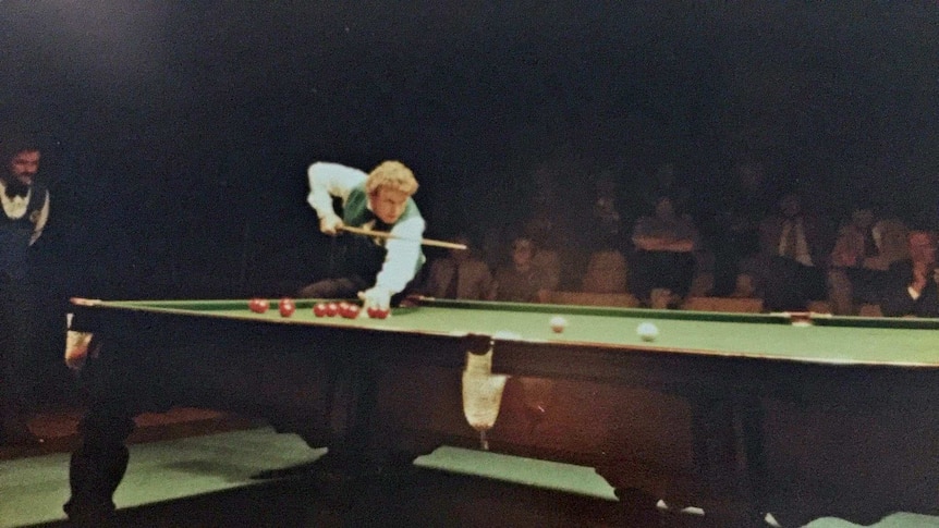 Ron Atkins playing snooker in the 1980's world championships.