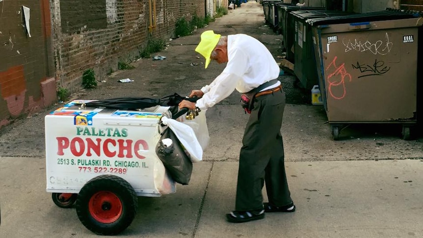 Fidencio Sanchez and his cart