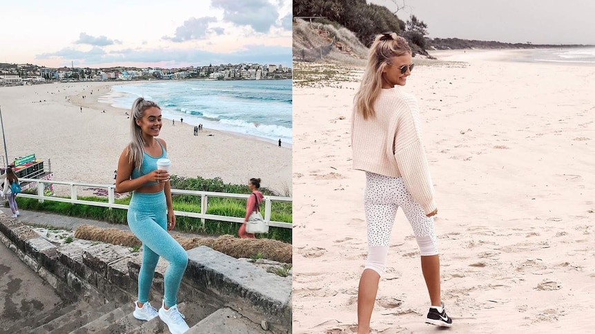 Two Instagram posts show smiling young women at the beach.