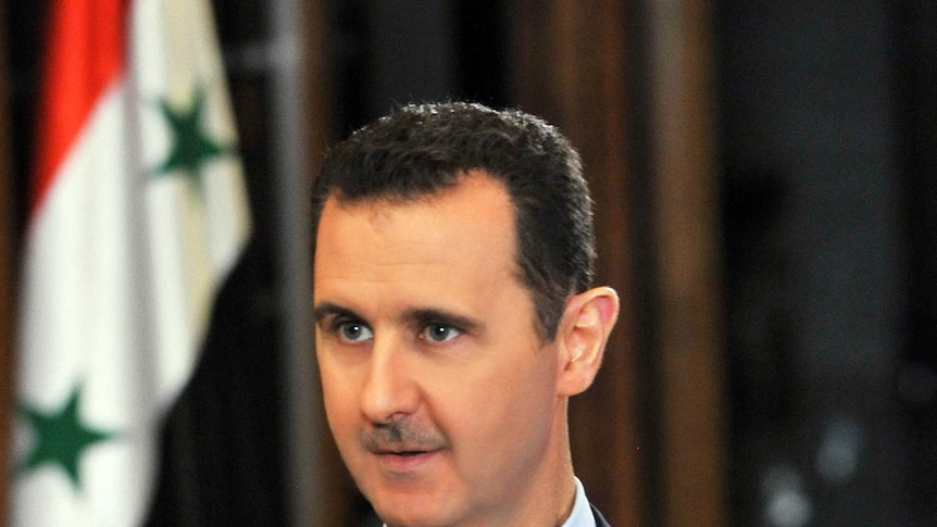 Syrian president Bashar al-Assad in an interview with CBS