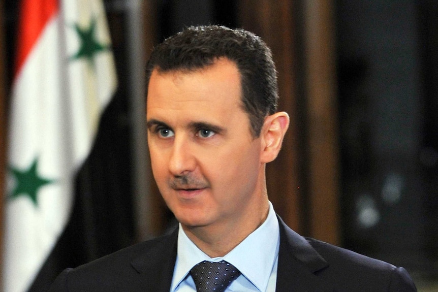 Syrian president Bashar al-Assad in an interview with CBS