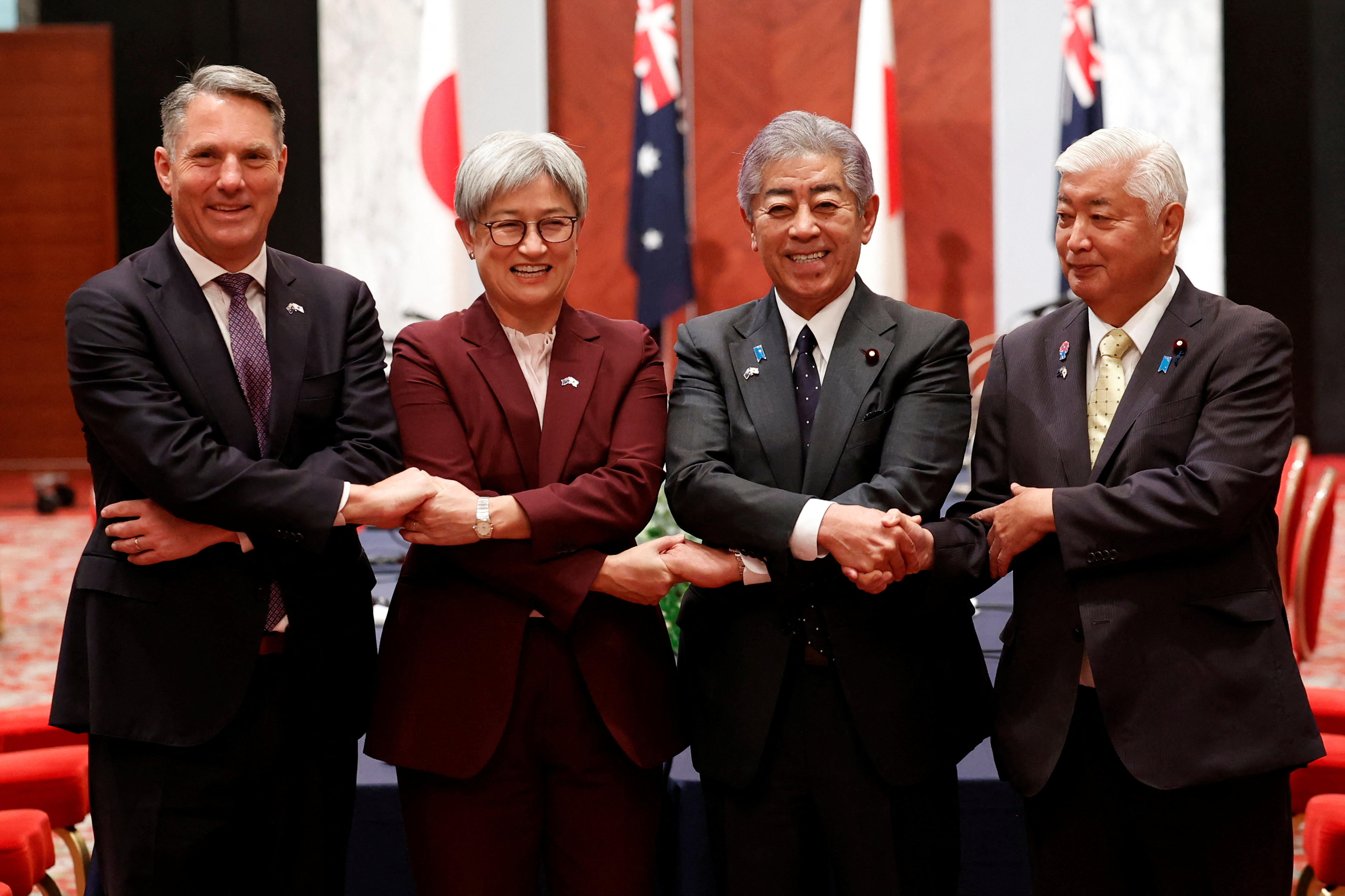 Richard Marles and Penny Wong with Japanese counterparts