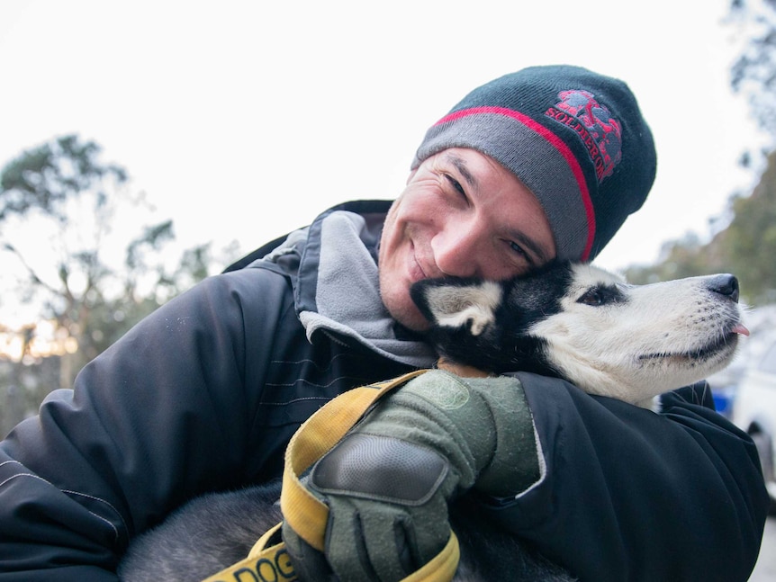 Husky owner David Wyatt and Banzai