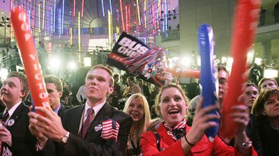 Victory ... supporters of President George W Bush in Washington.