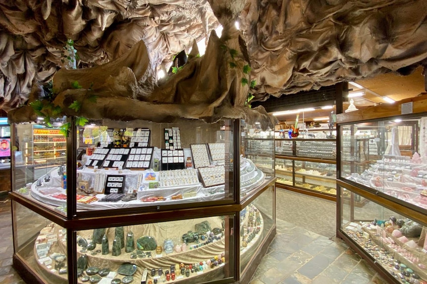 The interior of Woodsies Gem Shop near Mildura.