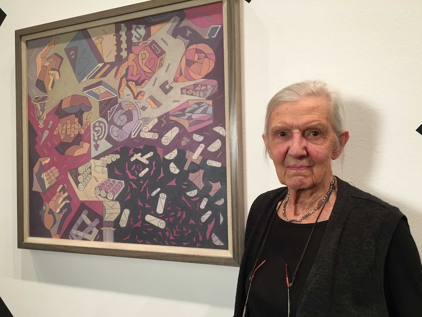 Artist Helen Maudsley with her painting