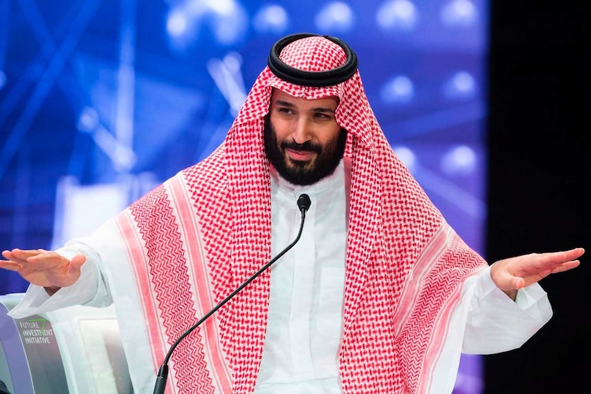 Saudi Crown Prince, Mohammed bin Salman addresses the Future Investment Initiative conference.