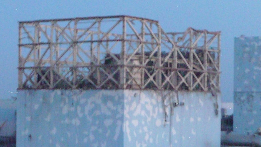The damaged roof of reactor number No. 1 at the Fukushima nuclear plant