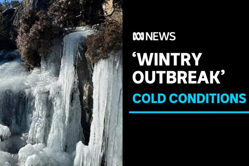 'Wintry Outbreak', Cold Conditions: A small frozen waterfall.