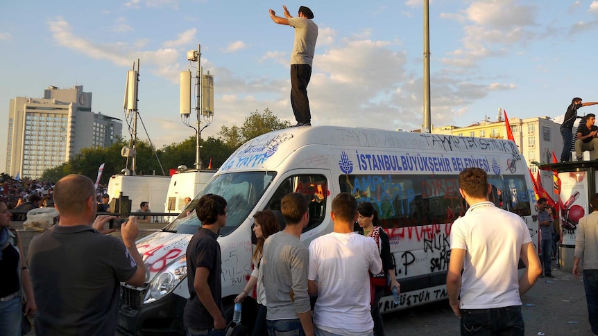 Anti-government demonstration in Taksim Square, Istanbul.