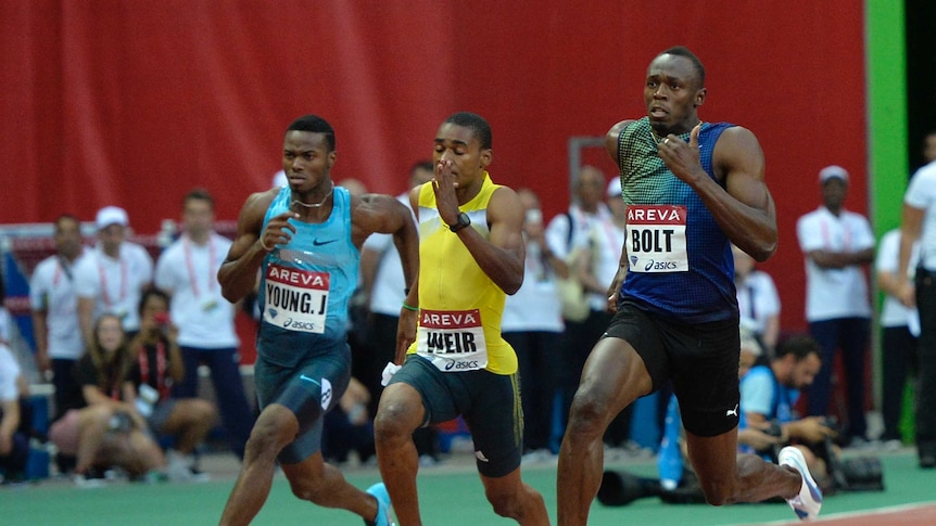 Usain Bolt runs the 200m in Paris