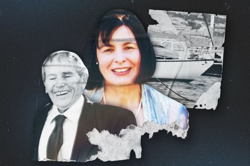 A composite of images showing a smiling Bob Chappell, Susan Neill-Fraser and the yacht at the centre of the murder case.