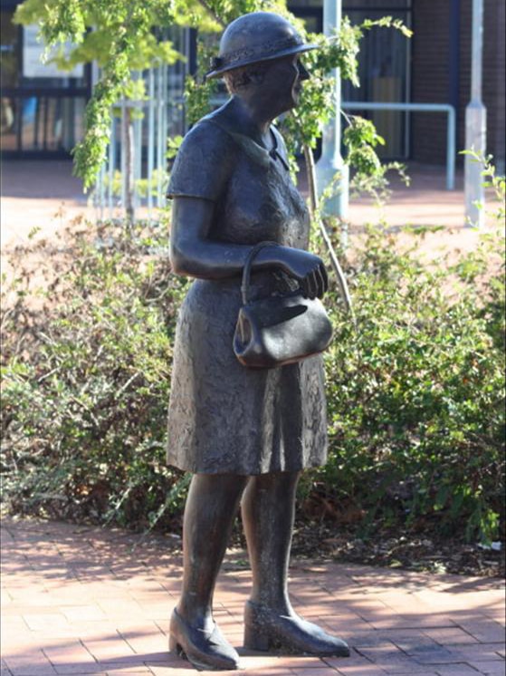 Stepping out... statue before it was stolen from Hughes Shops