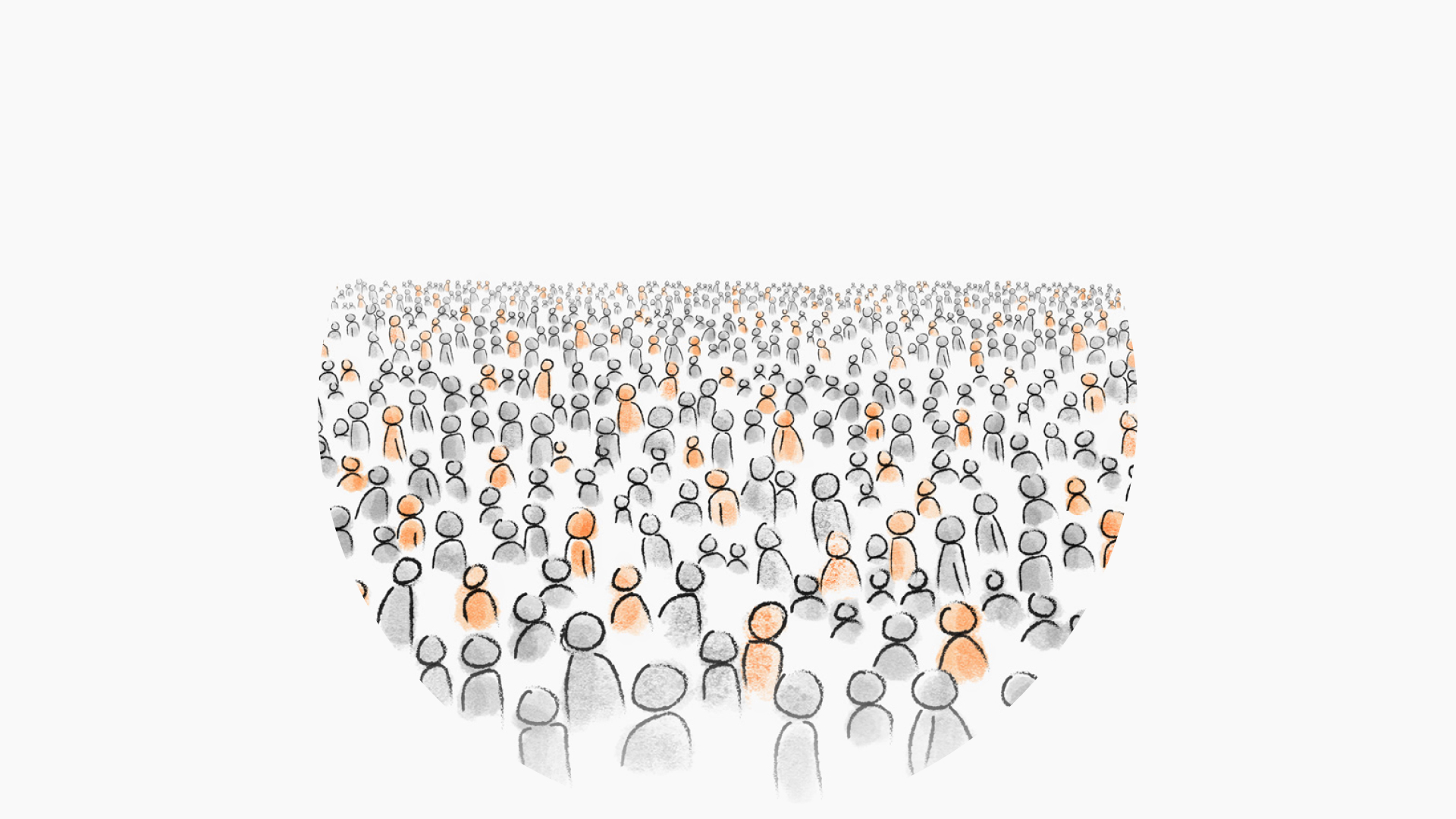 Illustration of highlighted figures amongst a crowd
