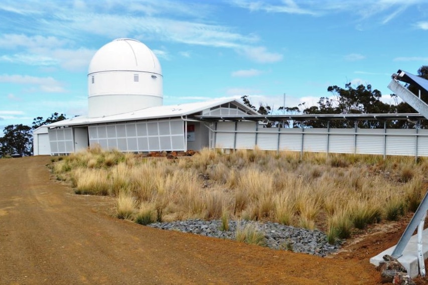 View of Greenhill observatory dome and building.