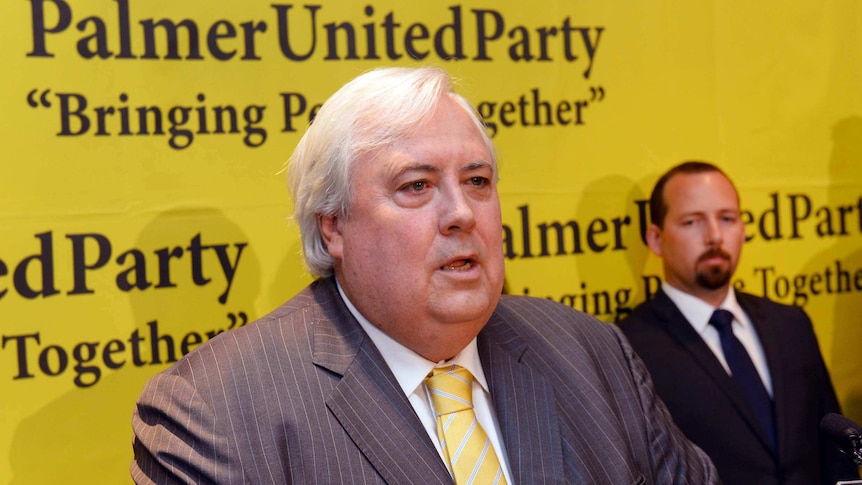 Palmer United Party leader Clive Palmer with Senator Ricky Muir.