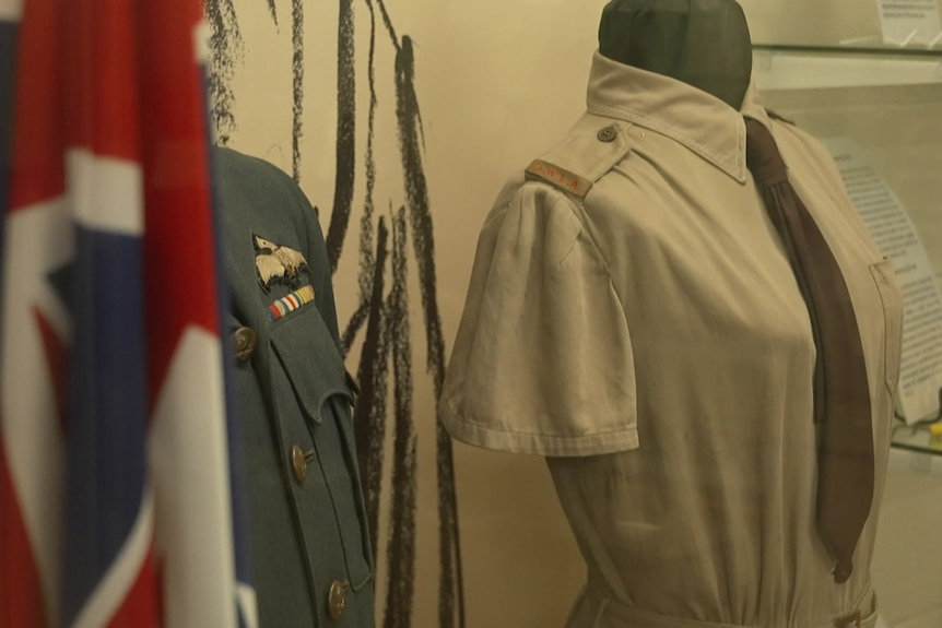 Photo of an army uniform on display.