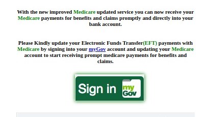 A phishing email pretending to come from Medicare